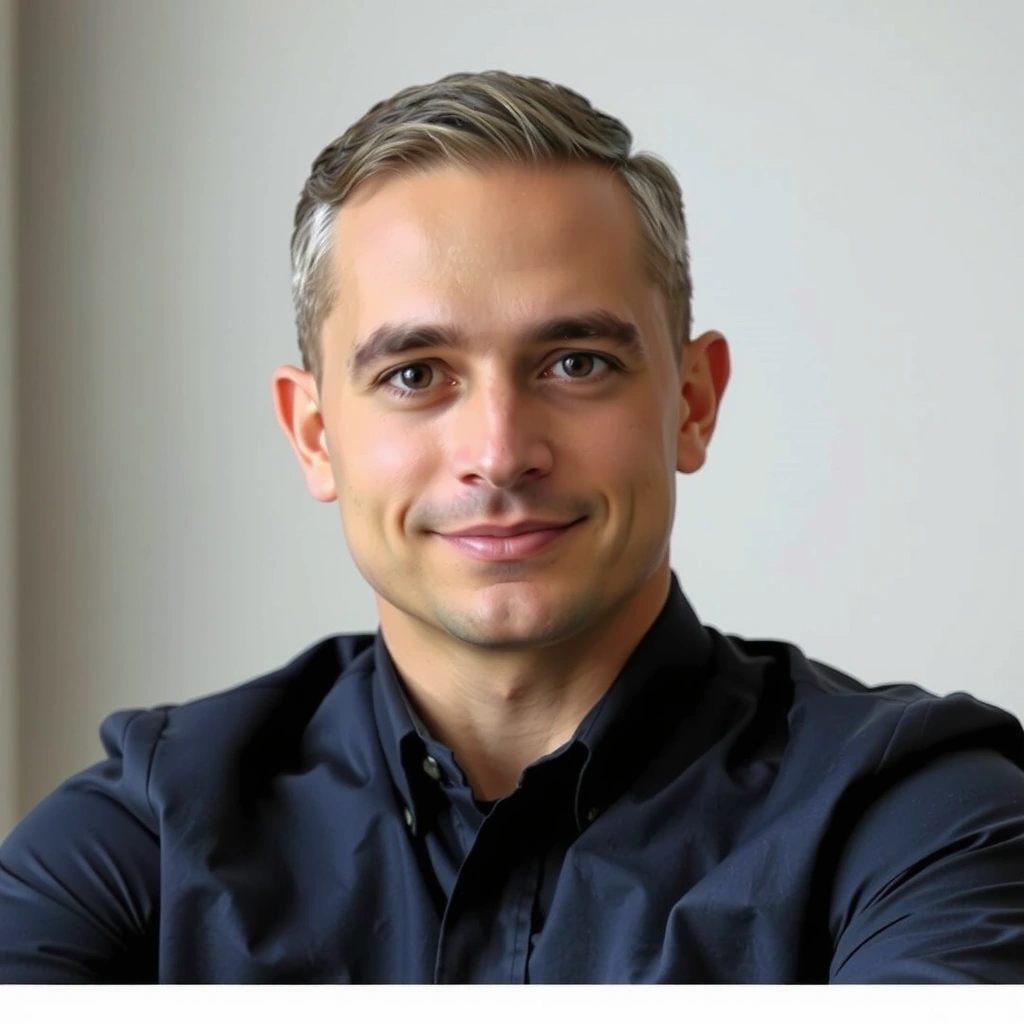 Portrait of a confident man with a warm gaze.