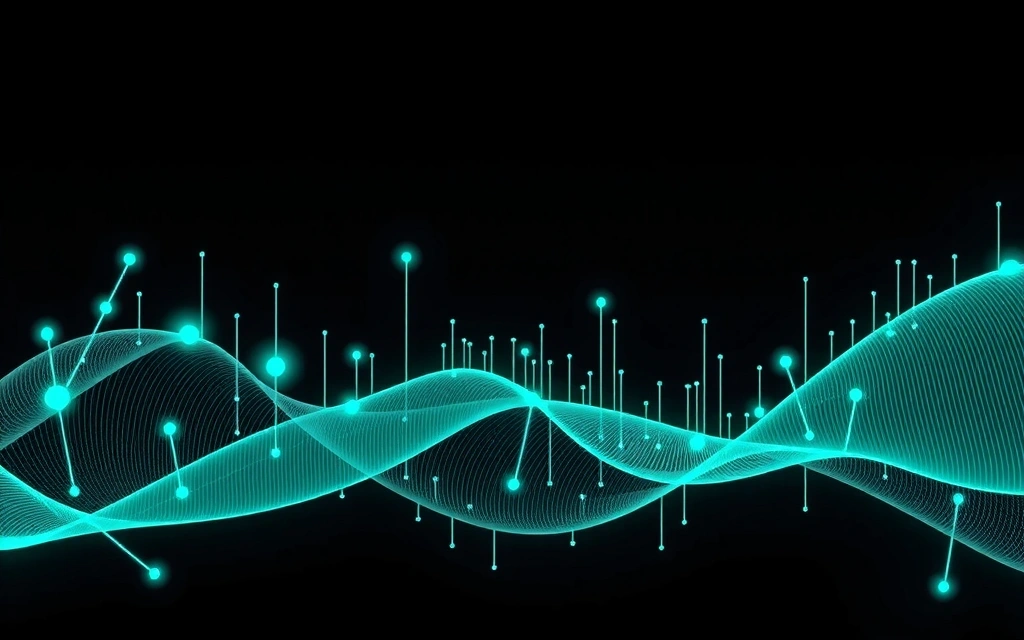 Abstract representation of data flow and analysis, showing insights being generated from collected data